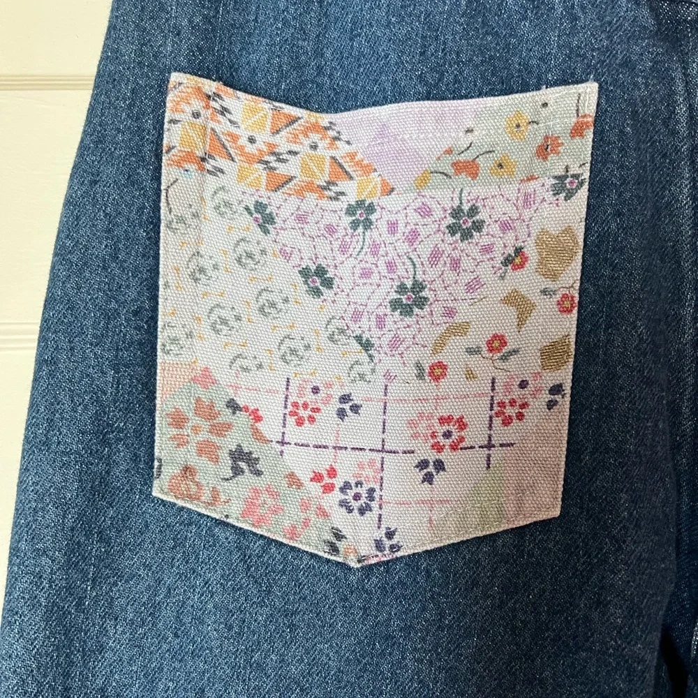 👖 NWT Anthropologie Carleen Floral patchwork straight leg jeans size 27